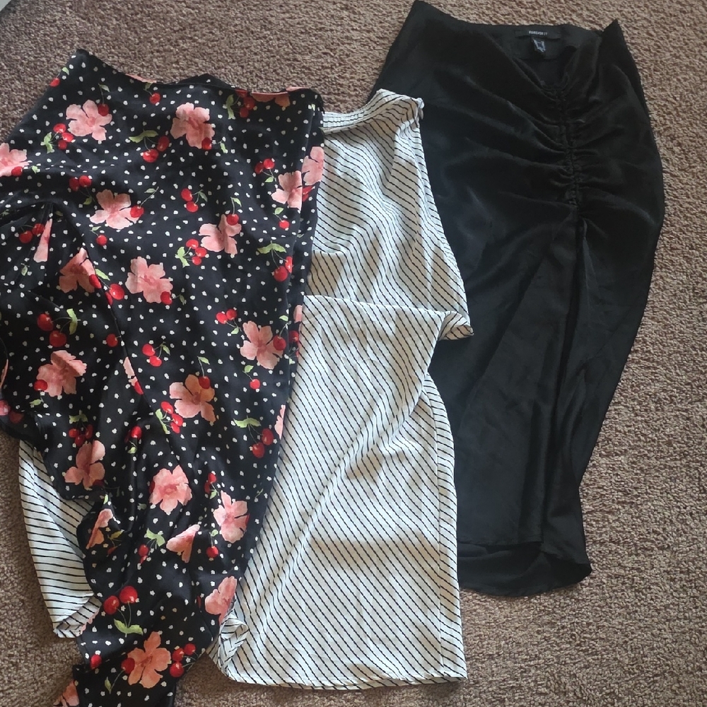 Forever 21 Floral, Striped, and Black Skirts